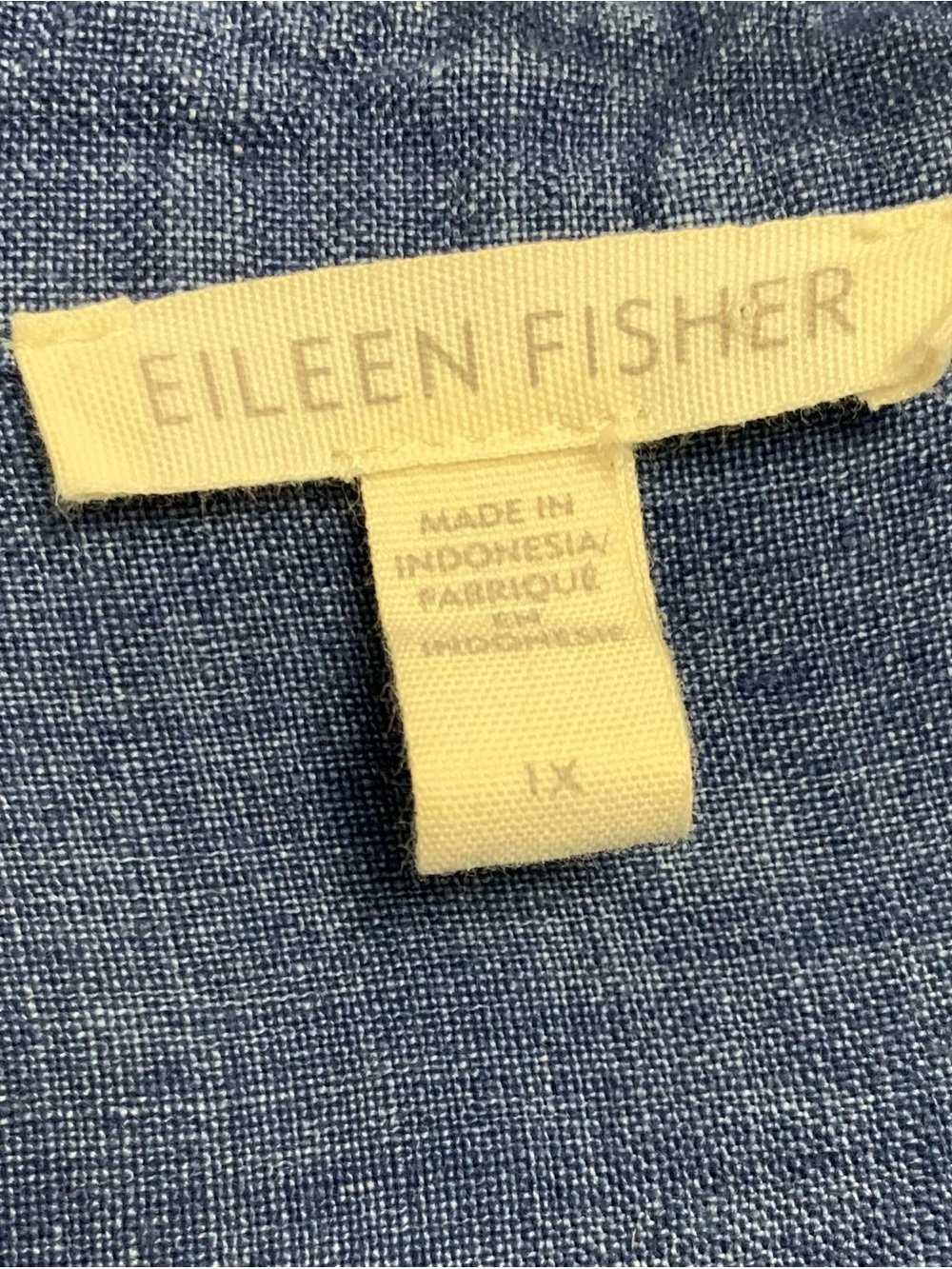 Eileen Fisher Linen Shirt Top Womens 1X Organic Linen Delave Classic Collar Blue - Picture 15 of 16